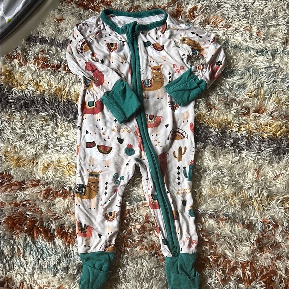 Little Sleepies LLAMA LOVE Footies White and Green